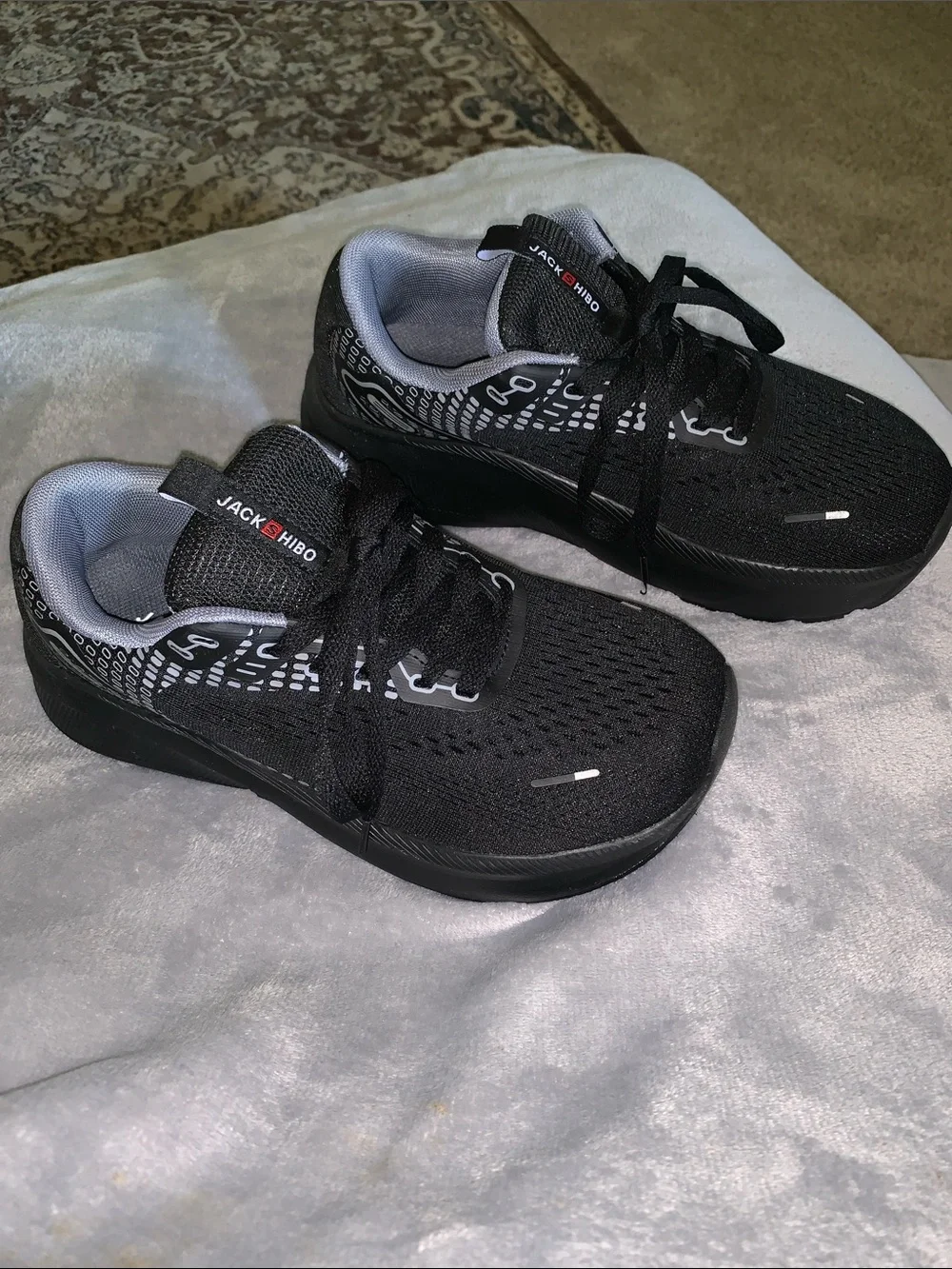 JACKSHIBO Wide Toe Box Shoes Men Arch Support Zero Drop Black Sneakers size 7W